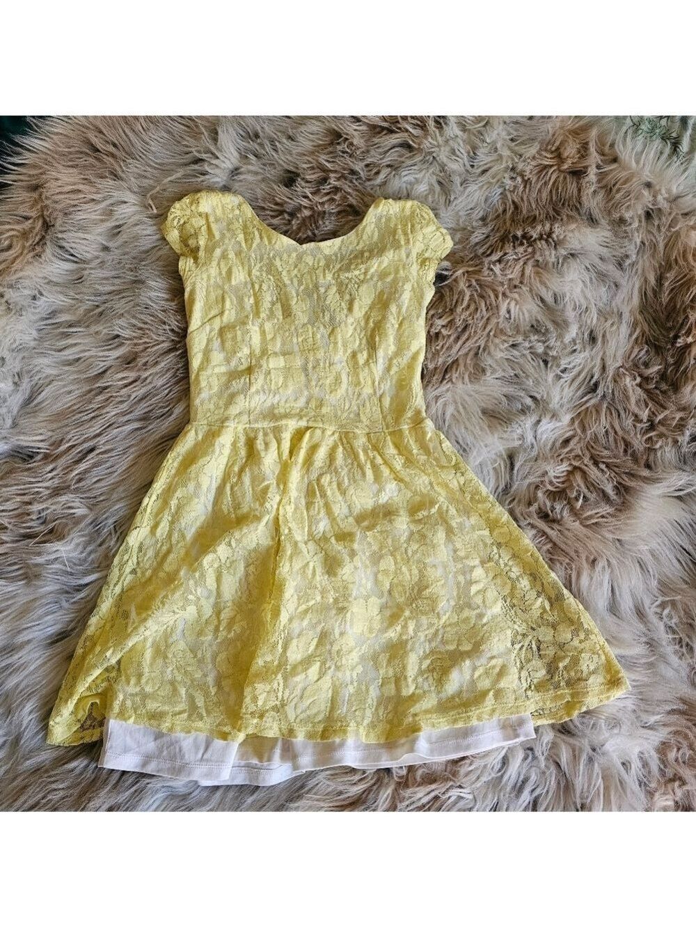 Spring Lace Dress Yellow